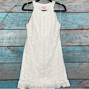 Lilly Pulitzer Dress Size 4 Resort Lace Tropical Fruit Pearl White Shift Cotton‎